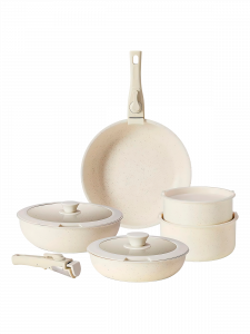 Набор посуды для приготовления с крышками Кремовый Огонёк OG-HOG14